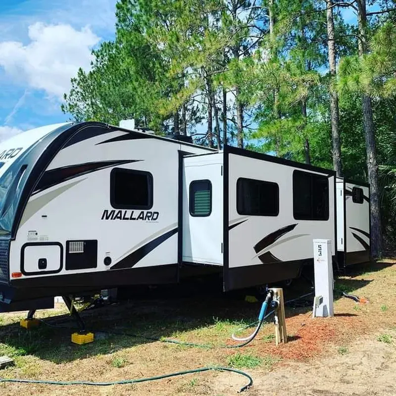 Large caravan with a clean, protected finish