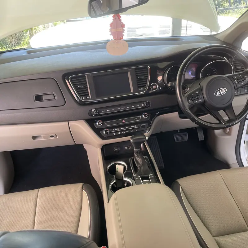 Kia Carnival front interior after a full detail