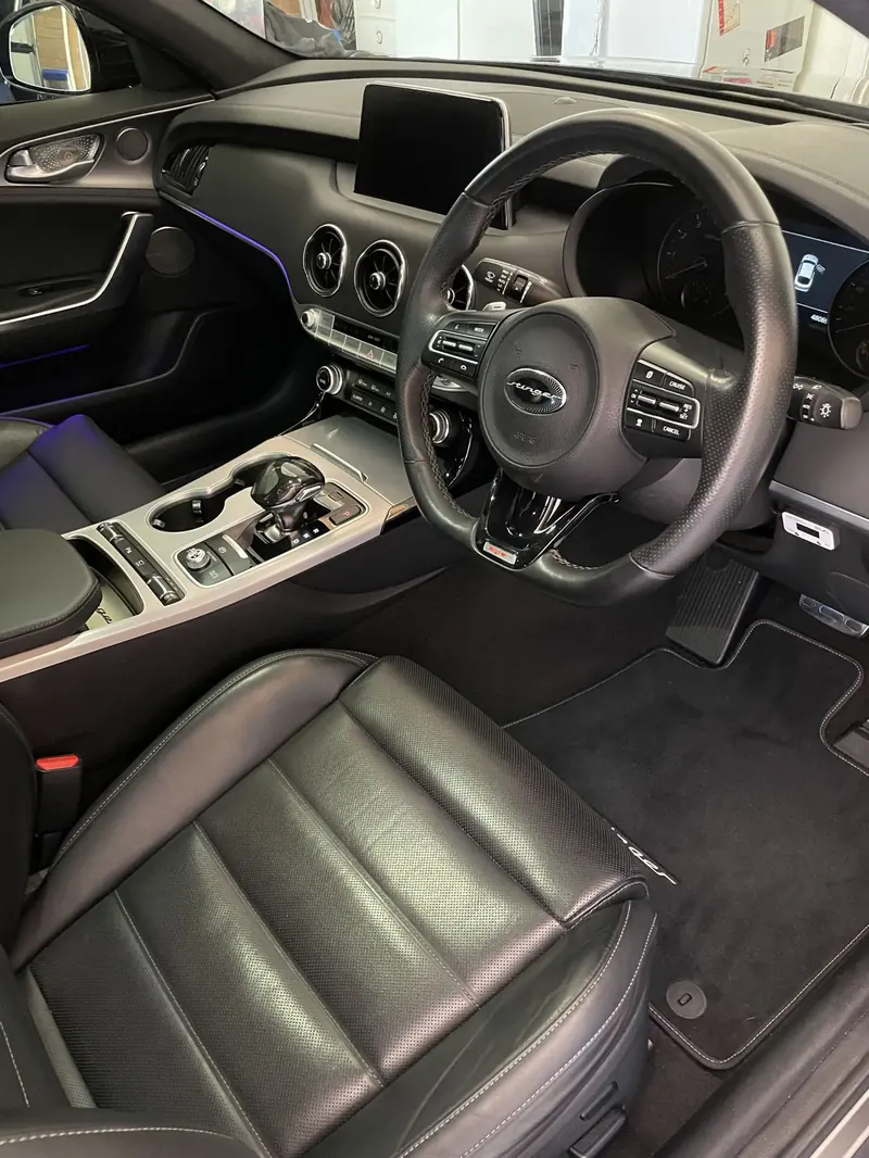 Kia Stinger leather interior after detailing
