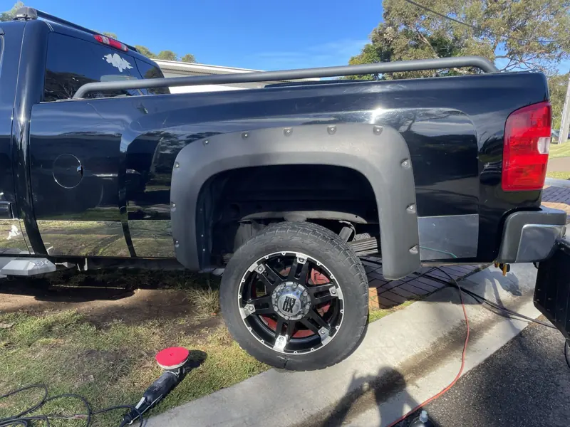 Ute wheel being detailed